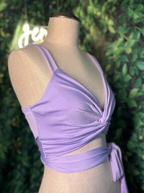 Lilac Twist Front Wrap Crop Top One Size Boho Vacation Top